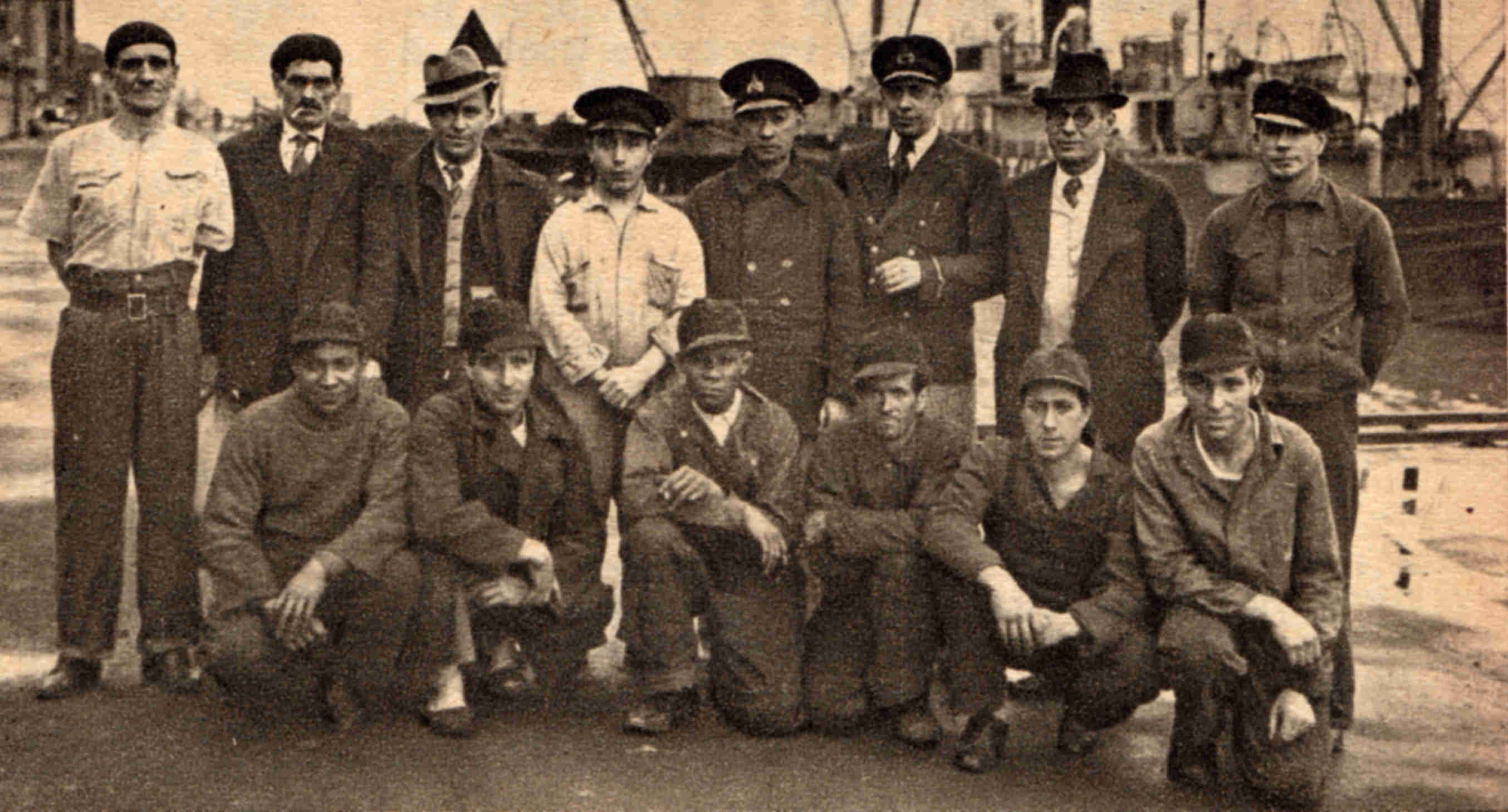 Crew from the Portuguese Sines, who rescued the men from the Keystone