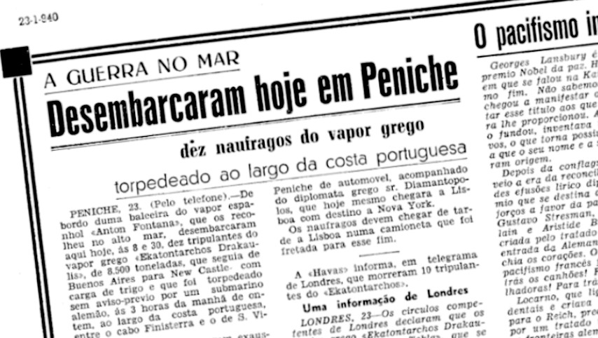 Notícia do salvamento publicada pelo Diário de Lisboa